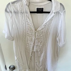 NWOT - Abercrombie & Fitch - White Crotchet Detail Shirt